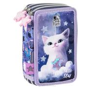 PASO - Trousse à 3 compartiments - Trousse pour fille - Trousse à 3 compartiments - Trousse d'école remplie - Chat