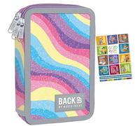 PASO - Trousse à 3 compartiments - Trousse pour fille - Trousse à 3 compartiments - Trousse d'école remplie et carnet de devoirs - Couleurs