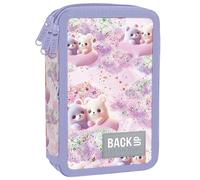 PASO - Trousse à 3 compartiments - Trousse pour fille - Trousse à 3 compartiments - Trousse d'école remplie - Ours pastel