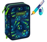 PASO - Trousse à 3 compartiments - Trousse pour filles et garçons - Trousse à 3 compartiments - Trousse d'école et stylo plume - Football