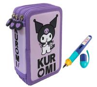 PASO - Trousse à 3 compartiments - Trousse pour filles et garçons - Trousse à 3 compartiments - Trousse d'école et stylo plume - Kuromi