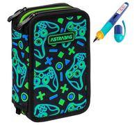 PASO - Trousse à 3 compartiments - Trousse pour filles et garçons - Trousse à 3 compartiments - Trousse d'école remplie et stylo plume - Game