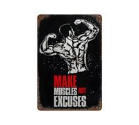 PASOFENE Make Muscles Not ExcusesWall Decor Art Metal Tin Poster Modern Bar Decorations30 x 20 cm
