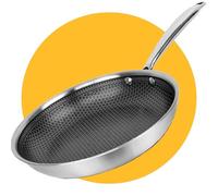 Pasper Poêle à frire Ø 20 cm - Sans PFAS, PTFE et PFOA - Induction, électrique, céramique, gaz et four - Poêle en acier inoxydable avec revêtement anti-adhésif en nid d'abeille résistant aux rayures
