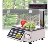 PASPRT Balance d'impression d'étiquettes, calculatrice de poids commerciale, balances à codes-barres, affichage double face, 71 touches de raccourci, pour magasin de détail alimentaire (15kg)