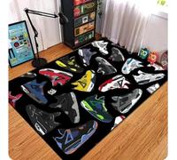PASPRT Chaussures De Basket-Ball Baskets Imprimer Tapis De Salon pour La Décoration Intérieure Chambre Couloir Tapis Hôtel Canapé Table Basse Tapis Doux 80X120Cm