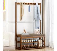 PASPRT Coat stand - FreeStanding Wooden Shoe and Coat Rack, Heavy Duty Hall Tree with Bench, with Shelf and Hooks for Hallway, Easy to Assemble, Multiple capacity placement (Size : 100 * 29 * 168cm)