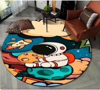 PASPRT Tapis Rond Astronaute Espace Rond, Tapis pour Salon Chambre Canapé Salle De Jeux Tapis De Sol Antidérapant 80Cm