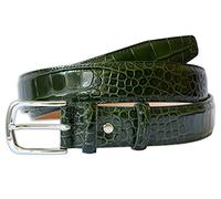 PASQUALE CUTARELLI Ceinture en Cuir Italien Effet Peau Crocodile Pour Hommes Vert X-Grand 110cm