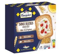 PASQUIER - Biscottes Blé Complet Sans Sucres Ajoutés, Croquantes Naturelles, Boîte 300g - Lot De 4