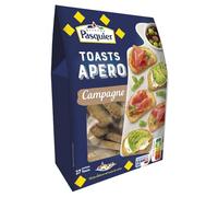 PASQUIER - Mini-Toasts Croquants Saveur Campagne, Idéal Apéritif Gourmand (Boîte 100g) - Lot de 4 - vendu par Lot
