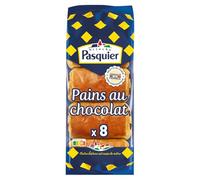 PASQUIER - Pains au Chocolat Gourmands à la Pâte Fondante, Idéal pour un Petit-Déjeuner (Sachet 360g) - Le Lot De 4