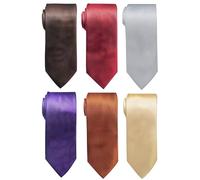 Passabin Cravate pour homme 6 pièces en jacquard tissé, Noir, bleu, rouge, bleu, vert, argent, 2.95 inches*57.5 inches