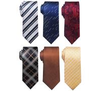 Passabin Cravate pour homme 6 pièces en jacquard tissé, Rouge, marron, or, bleu, vert foncé, cachemire, 2.95 inches*57.5 inches