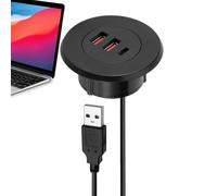 Passacavo Da Tavolo Rotondo Incassato Con Cavo 1,5m Accessorio Elettronico USB per Scrivania, Mobile, Tablet E Arredamenti Design Pratico, Ricarica Rapida, Colori Bianco Nero Argento