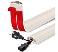 Passage de Cable au Sol adhésif goulotte Passe Cable Flexible en PVC pour la Management Bureau de Sol (Bois d'érable, 30mm×1m)