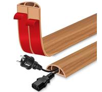 Passage de Cable au Sol adhésif goulotte Passe Cable Flexible en PVC pour la Management Bureau de Sol (Bois Brun, 30mm×3m)