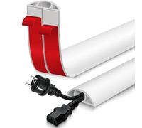 Passage de Cable au Sol adhésif goulotte Passe Cable Flexible en PVC pour la Management Bureau de Sol (Blanc, 30mm×6m)