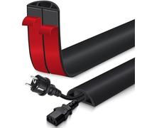 Passage de Cable au Sol adhésif goulotte Passe Cable Flexible en PVC pour la Management Bureau de Sol (Noir, 40mm×1m)