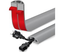 Passage de Cable au Sol adhésif goulotte Passe Cable Flexible en PVC pour la Management Bureau de Sol (Gris, 30mm×3m)