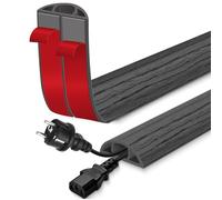 Passage de Cable au Sol adhésif goulotte Passe Cable Flexible en PVC pour la Management Bureau de Sol (Bois Gris foncé, 30mm×3m)