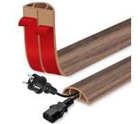 Passage de Cable au Sol adhésif goulotte Passe Cable Flexible en PVC pour la Management Bureau de Sol (Grain de Bois Brun Brumeux, 30mm×3m)