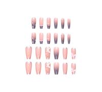 Passe à l'arc sur les ongles, jolis faux ongles - 24 pièces Perle Chain Press sur les ongles,Autocollants de manucure, faux doigt fait maison, style français, colle sur de faux accessoires pour les