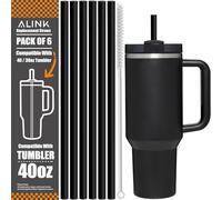[Passe au lave-vaisselle] Lot de 6 pailles de rechange réutilisables en plastique avec brosse pour gobelet Stanley de 1200 ml, 850,5 g, 30,5 cm de long, noir, accessoires compatibles avec Stanley,