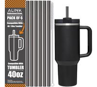 [Passe au lave-vaisselle] Lot de 6 pailles de rechange réutilisables en plastique avec brosse pour gobelet Stanley de 1200 ml, 850,5 g, 30,5 cm de long, gris, accessoires compatibles avec Stanley,