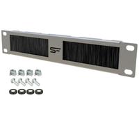 Passe Câble avec Brosse 10 Pouce 1U | pour Armoire Informatique | Câble Management, Organisateur de Cable, Transition entre les Pinceaux Goulotte passe Cable en Acier, Gris