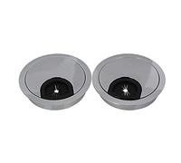 Passe Cable Bureau 2 pièces Alliage de Zinc Rond Table Table Trous Fil Courant Port PC Câble Bureau 50/53/60 / 80mm Porte-Ligne(Bright Silver,50mm)