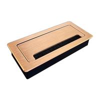Passe Cable Bureau Passe-câbles Rectangulaire pour Dissimuler Les Câbles, Passe-câbles Métalliques, avec Couvercle Rabattable et Brosse Anti-poussière(Gold,500x90mm)