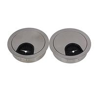 Passe Cable,Cache Cable Bureau 2 pièces Alliage de zinc rond Table de table de trous de trous de fil de courant Port Port PC PC Câble Câble de bureau 50/53/60 / 80mm Porte-ligne(Brushed Silver,60mm)