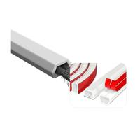 Passe Cable Sol Chemin de câbles adhésif Invisible 15mm 3.0M/5M, Protecteur Cordon Anti-Marche, Couvercle Fil Souple avec Capuchon for Usage Mural, à Domicile et au Bureau(White Trapezoid,5M)