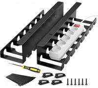 Passe Câbles Bureau Management Organisateur de Cable Goulotte Rangement pour Câbles de Protection de l'enfance,Range Cable Bureau Facile à Assembler avec4*Porte-câbles/8 Attaches de câbles¿