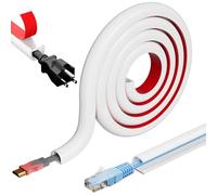 Passe-câbles plat autocollant | Cache-câbles flexible pour plafonnier et sol | Goulotte de câbles en PVC | Gestion des câbles dans le bureau et l'appartement (K15-blanc, 1 m)