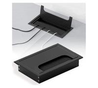 Passe-câbles rectangulaire for table, avec brosse, passe-câbles for bureau à domicile ou bureau de jeu(Black,120x120mm)