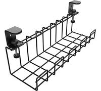 Passe-câbles sous la table sans perçage -câbles/panier à câbles, montage sans vis pour une gestion facile des câbles (taille M pour le montage sur le bureau, pour les câbles, noir) - KD Essentials