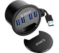Passe-câbles USB de table, 4 ports USB 3.0, 4,9 m, pour trou de 60 mm de diamètre, passe-câbles de bureau (noir)