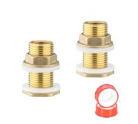 Passe Paroi Multifonction, 2 Pièces Raccord Citerne Eau de Pluie, Raccord de Réservoir D'eau en Laiton avec Joint Silicone, pour Réservoir D'eau, Château D'eau, Pompe à Eau 0XBIT