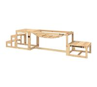 PawHut Équipements d'entraînement agilité pour Chien, kit d'équipement d'agilité pour Chien, 3 pièces, Pont Souple, Plateforme de Pause, escalier Inclus, en Bois Massif, Bois Naturel