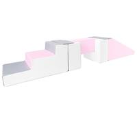 Passerelle+Toboggan, Lot de 5 Gros Blocs en Mousse pour Le Jeu ou réhabilitation (Couleur: Blanc,Rose Clair,Gris)