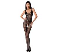 Passion BS069 - Combinaison résille décorée ouverte (noir) - S-L