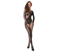 Passion BS107 - body résille motif floral - noir - taille S-L