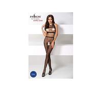 Passion BS048 - Combinaison résille ouverte à col (noir) - S-L