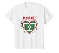 Passion des Fans de Football My Heart is on That Field T-Shirt, Enfant, Blanc, 3 Ans