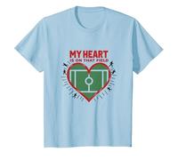 Passion des Fans de Football My Heart is on That Field T-Shirt, Enfant, Bleu Céleste, 10 Ans