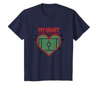 Passion des Fans de Football My Heart is on That Field T-Shirt, Enfant, Bleu Marine, 8 Ans