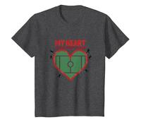 Passion des Fans de Football My Heart is on That Field T-Shirt, Enfant, Chiné Foncé, 10 Ans