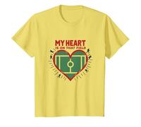Passion des Fans de Football My Heart is on That Field T-Shirt, Enfant, Citron, 12 Ans